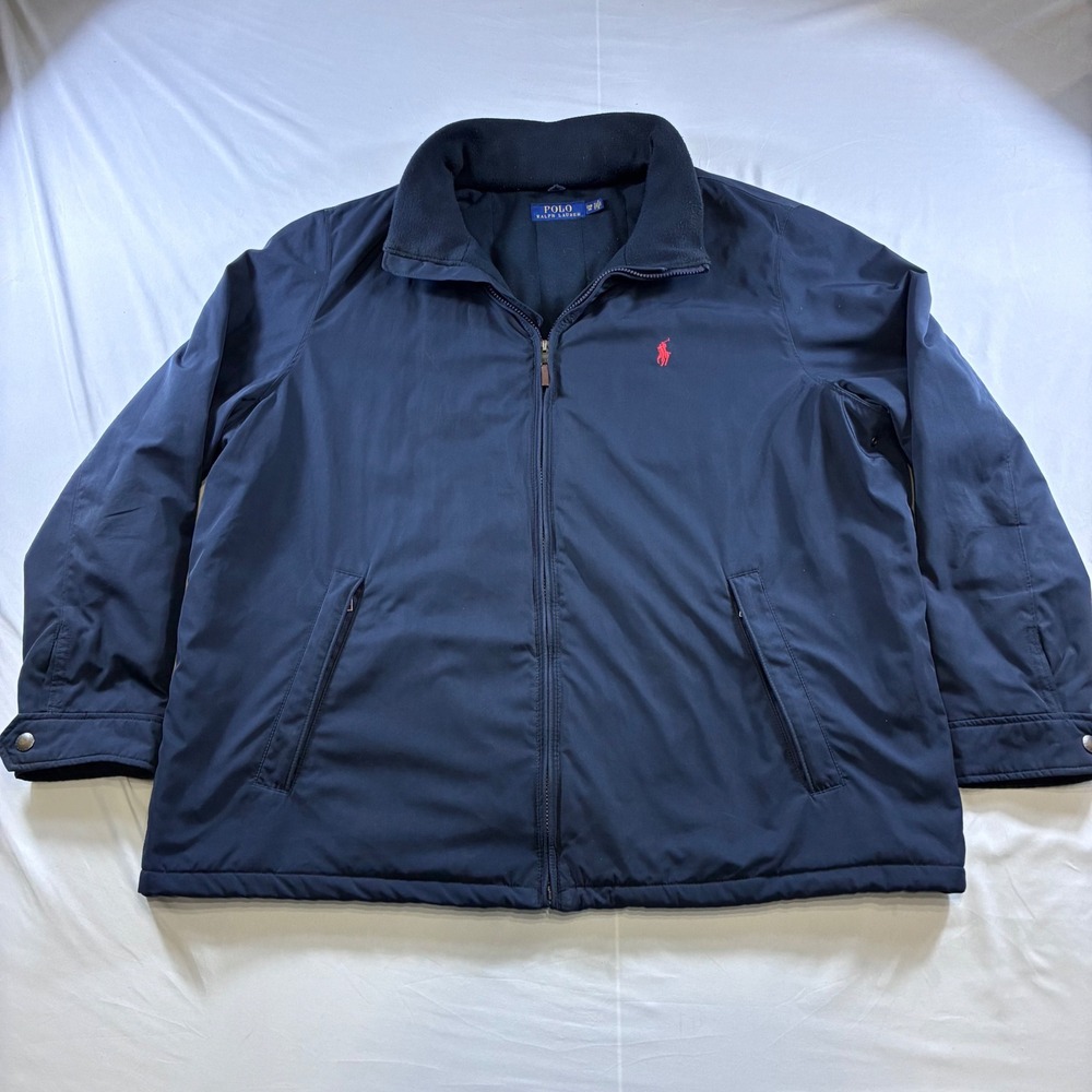 Polo Ralph Lauren Navy Blue Fleece Lined Harrington Jacket Mens 2XB Big & Tall